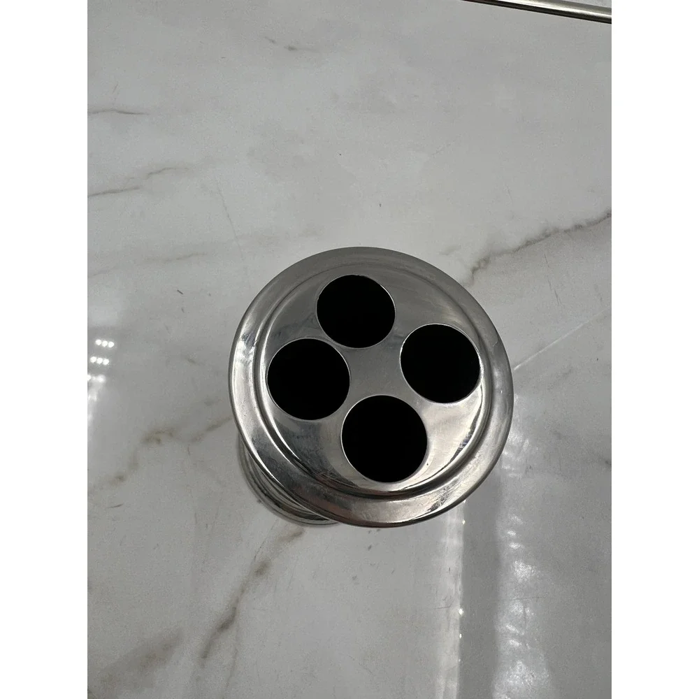 Toothbrush Holder 4 Slot Bath Silver Tone Mother of Pearl Vanity Decor